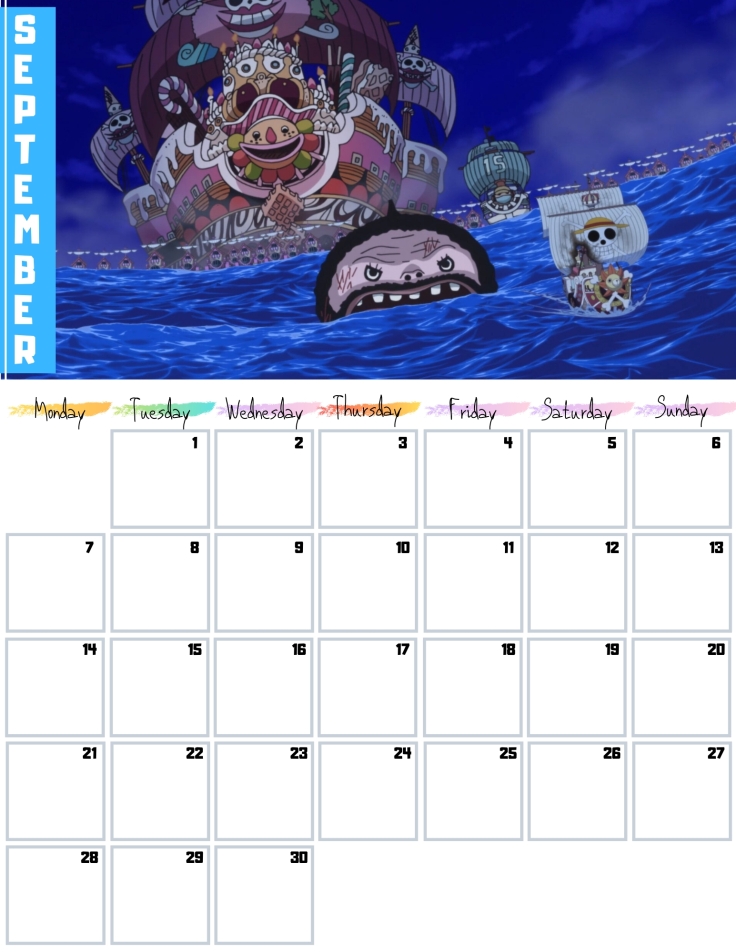 09 Sept Free One Piece Calendar 2020 AllAnimeMag