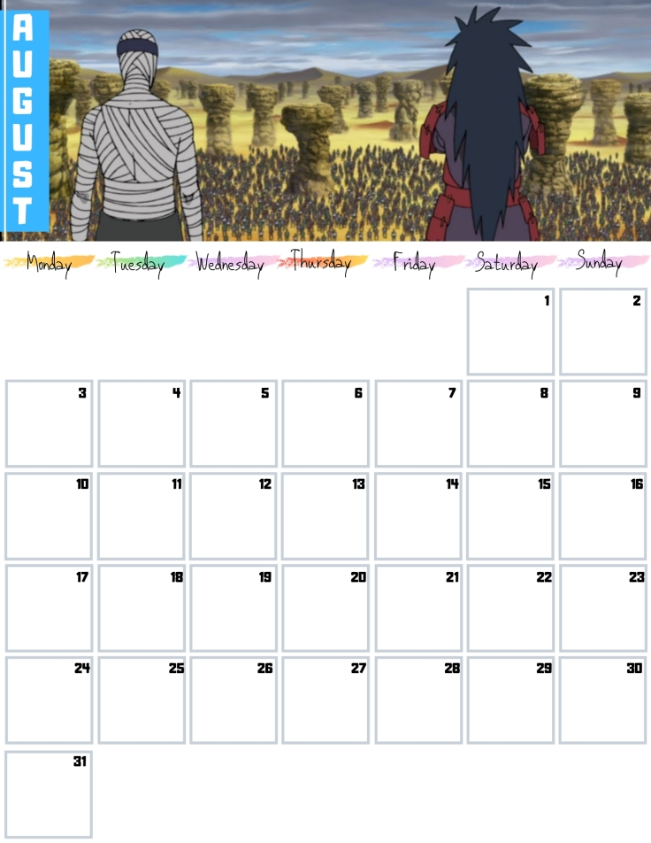 08 Aug Free Naruto Calendar 2020 AllAnimeMag