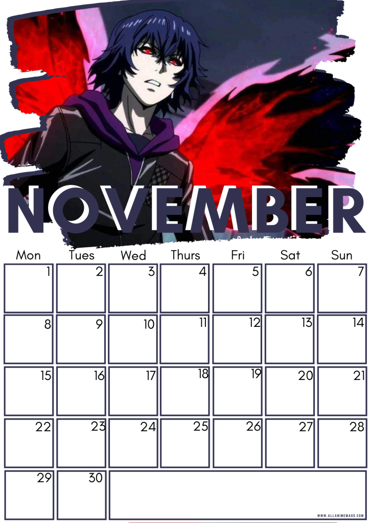11 November Tokyo Ghoul Free Downloadable Anime Calendar 2021 AllAnimeMag