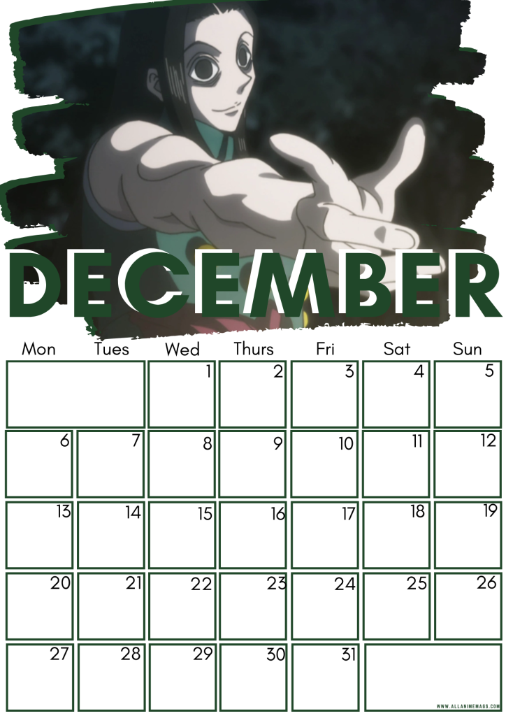 12 December Hunter X Hunter Free Downloadable Anime Calendar 2021 AllAnimeMag