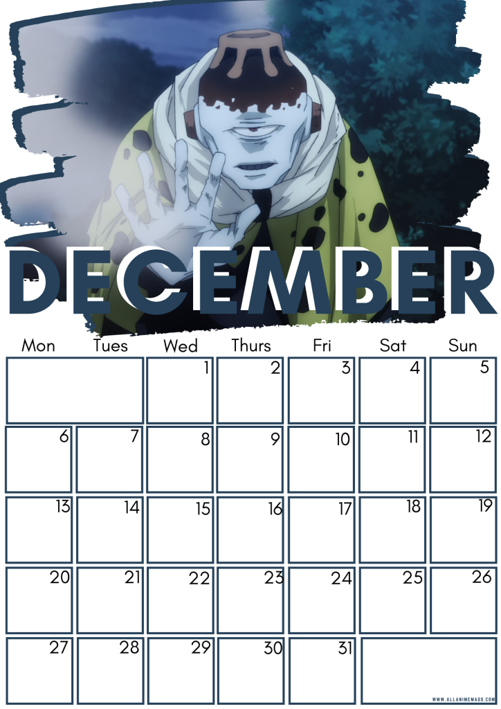 12 December Jujutsu Kaisen Free Downloadable Anime Calendar 2021 AllAnimeMag