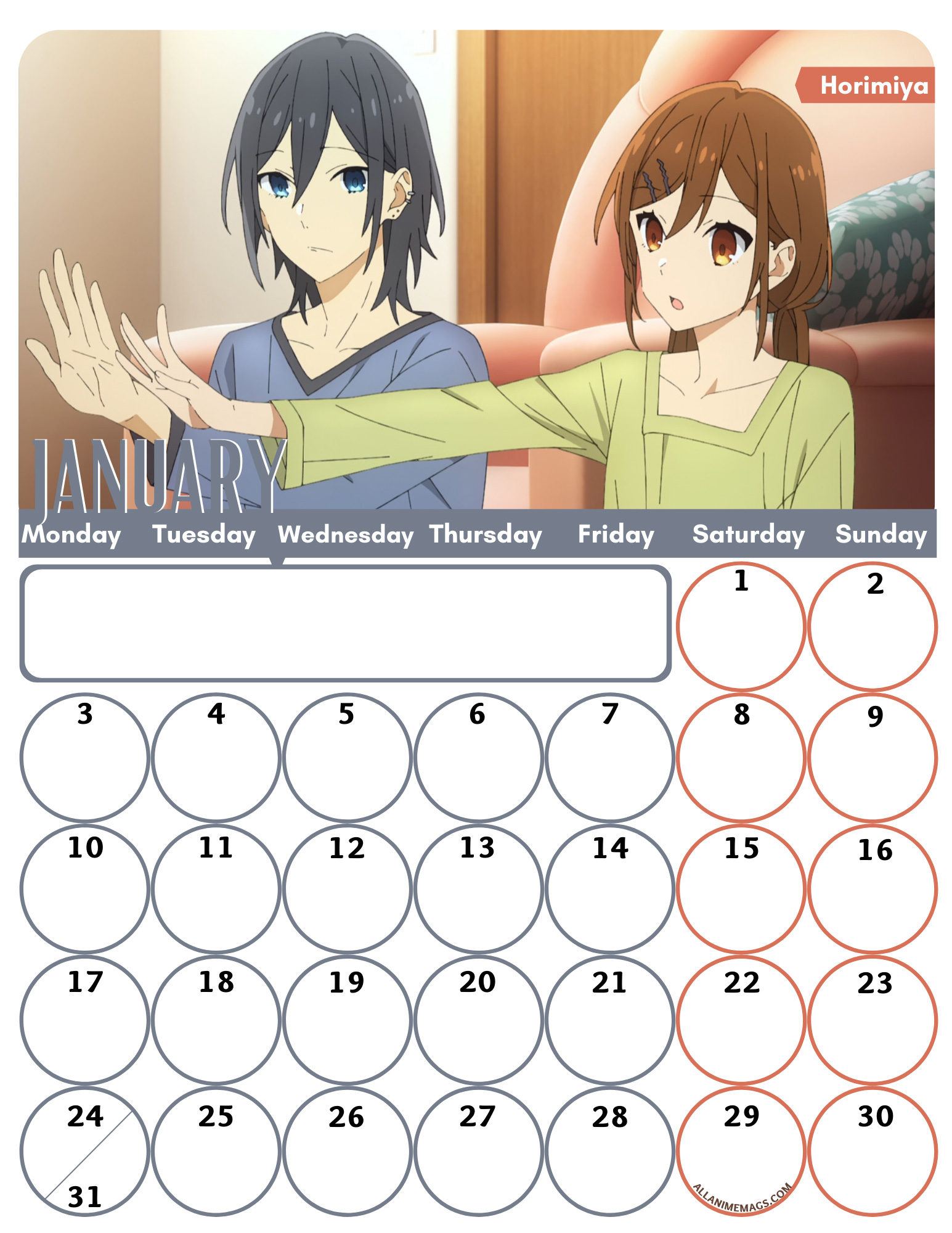 01-January-Romance-Anime-Wall-Calendar-2022-AllAnimeMag-Horimiya