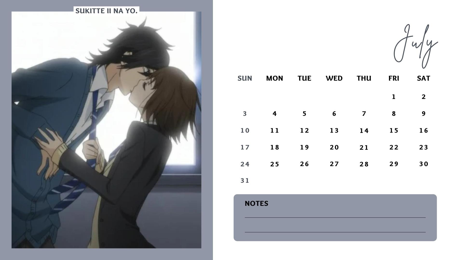 07-Romance-Free-Download-Anime-Calendar-July-2022-Sukitte-Ii-na-yo-
