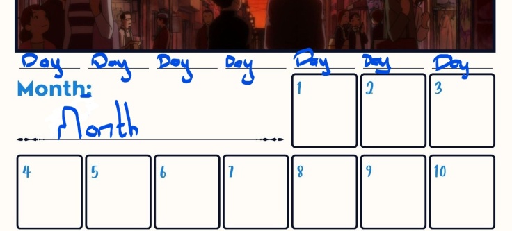 Timeless Calendar Anime Calendar Template Example