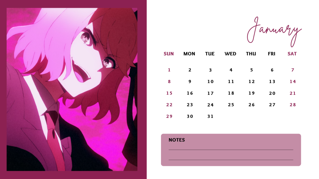 01 January 2023 Angels of Death (Satsuriku no Tenshi) Anime Calendar free download AllAnimeMag Simple