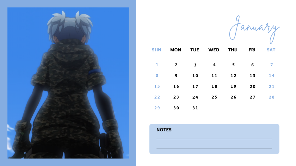 01 January 2023 Assassination Classroom (Ansatsu Kyoushitsu) Anime Calendar free download AllAnimeMag Simple