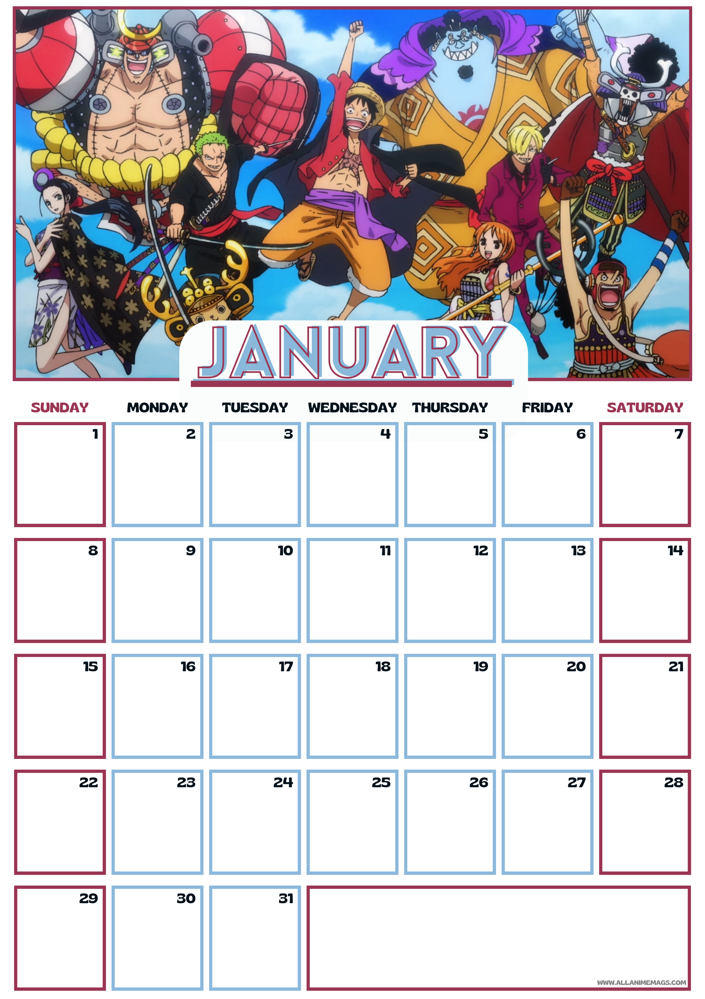 Wall Calendar 2021 Anime One Piece
