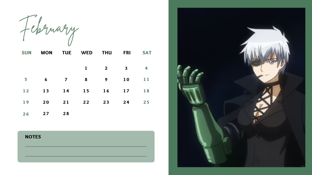 02 February 2023 Akame Ga Kill Anime Calendar free download AllAnimeMag Simple