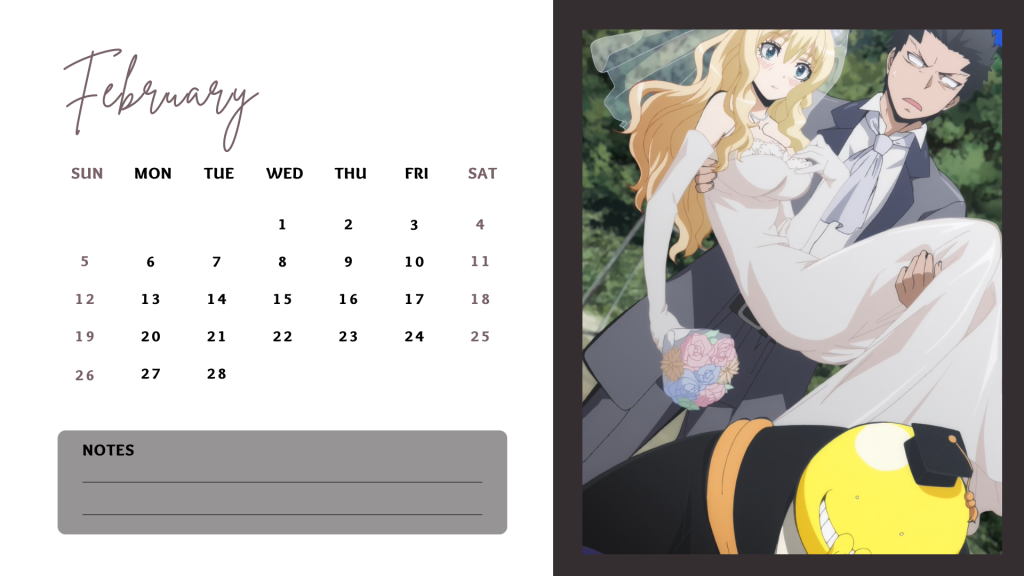 02 February 2023 Assassination Classroom (Ansatsu Kyoushitsu) Anime Calendar free download AllAnimeMag Simple