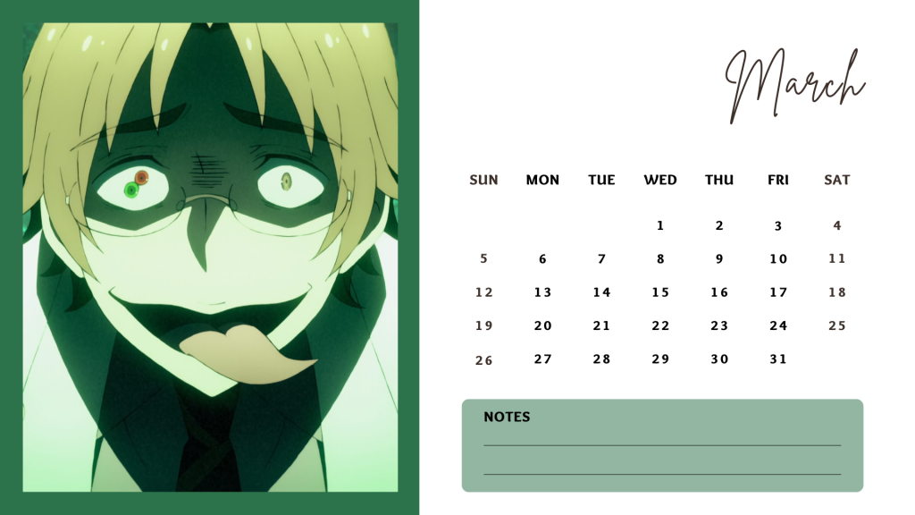 03 March 2023 Angels of Death (Satsuriku no Tenshi) Anime Calendar free download AllAnimeMag Simple