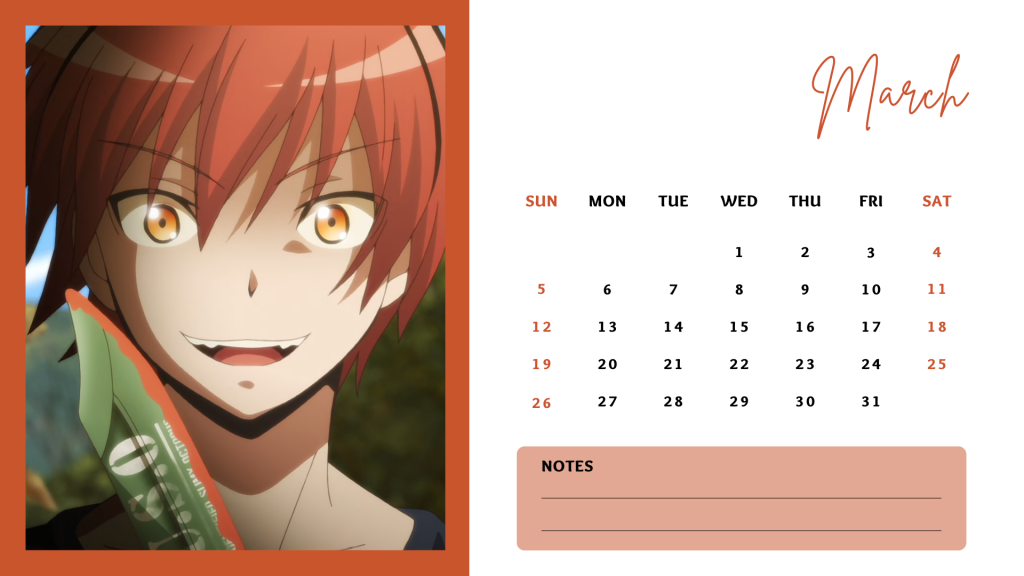 03 March 2023 Assassination Classroom (Ansatsu Kyoushitsu) Anime Calendar free download AllAnimeMag Simple