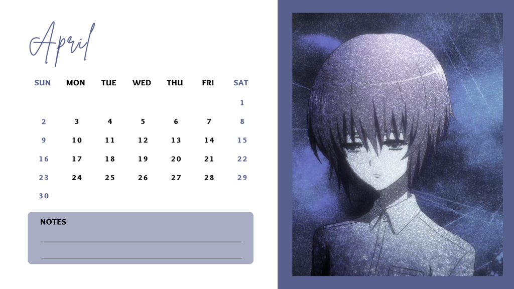 04 April 2023 Another Anime Calendar free download AllAnimeMag Simple