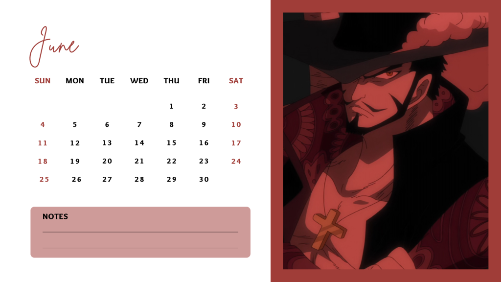 06 June 2023 One Piece Anime Calendar free download AllAnimeMag Simple