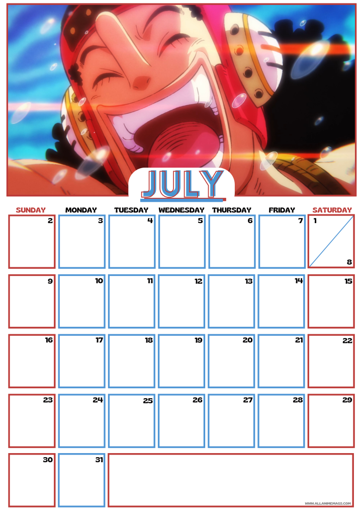 07 July 2023 One Piece Anime Calendar free download AllAnimeMag
